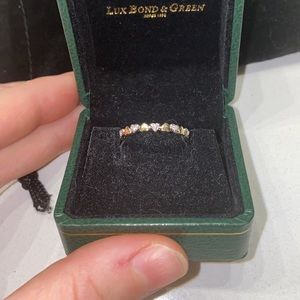 14k Solid Yellow Gold Diamond Heart Ring Band